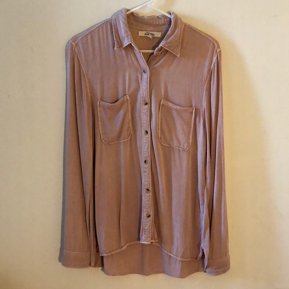 Wild Blue Pink Rose Gold Button Down Shirt